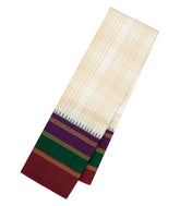 Off White Handloom Kanchipuram Silk Saree With Checks-KA15462