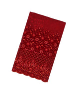 Crimson Woven Net Saree With Embroidered Floral Motifs-EN1881