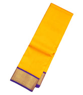 Mango Yellow Handloom Korvai Kanchipuram Silk Saree With Black Border-KA13251