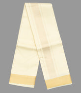 Cream Handloom 8 Yards Silk Dhoti With 4 Yards Angavastram & Shirt Material -CD1517