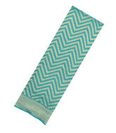 Turquoise Woven Mysore Silk Saree With Chevron Stripes-MS3534