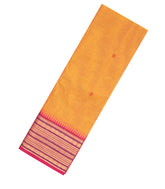 Mango Yellow Woven Chettinad Cotton Saree With Buttas & Contrast Border-CN1804