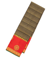 Black Handloom Korvai Kanchipuram Silk Saree With Zari Stripes-KA13172