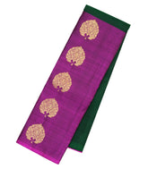 Bottle Green & Magenta Woven Half & Half Kanchipuram Silk Saree With Floral Buttas-KA12136