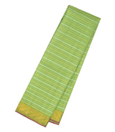 Cardamom Green Handloom Kanchipuram Silk Saree With Beldari Stripes