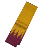 Oil Mustard Handloom Korvai Kanchipuram Silk Saree With Maroon Temple Border-KA12325