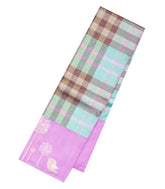 Turquoise Handloom Korvai Kanchipuram Silk Saree With Fire ply Checks
