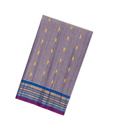 Grey Handloom Gadwal Silk Cotton Saree With Buttas & Contrast Border-GA0222