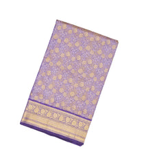 Lavender Handloom Lino Silk Saree With Floral Vine Motifs