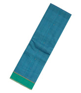 Aquamarine Handloom Kanchi Cotton Saree With Ganga Jamuna Border