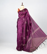 Dark Magenta Woven Art Dupion Saree With Triangle Motifs-BL4227