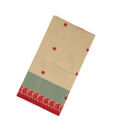 Cream Handloom Bengal Cotton Saree With Rudraksham Buttas