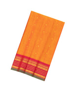 Orange Handloom Gadwal Silk Cotton Saree With Buttas & Contrast Border-GA0219