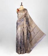 Lavender Woven Art Dola Silk Saree With Brocade & Printed Floral Motifs-BL4205