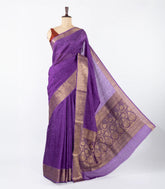 Purple Woven Synthetic Dola Silk Saree With Floral Motifs In Zari Border-BL4430