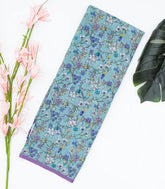 Light Blue Woven Digital Printed Chiffon Silk Saree With Floral Motifs