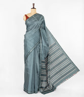 Grey Woven Synthetic Dola Silk Saree With Printed Blouse-BL4449