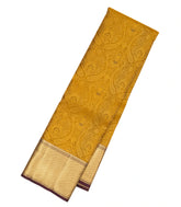 Oil Mustard Handloom Kanchipuram Silk Saree With Paisley Motifs-KA12317