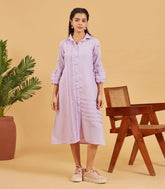Lilac Embroidered Shirt Dress