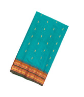 Cyan Handloom Gadwal Silk Cotton Saree With Buttas & Temple Border-GA0207