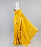 Mustard Woven Art Dola Viscose Saree With Floral Zari Motifs-BL3980