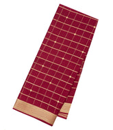 Maroon Mysore Georgette Silk Saree With Zari Checks & Buttas-MS2999