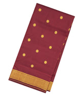 Maroon Handloom Kanchipuram 9 Yards Silk Saree With Coin Buttas-KA12257
