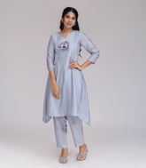 Ice Blue Embroidered Co-Ord Set-CO5007