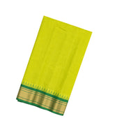 Neon Green Handloom Gadwal Cotton Saree With Checks & Temple Border-GA0244