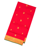 Red Handloom 9 Yards Kanchipuram Silk Saree With Annam Buttas-KA12252