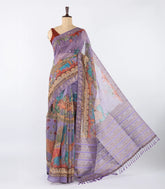 Lavender Woven Art Chanderi Saree With Printed Deer Motifs-BL4521