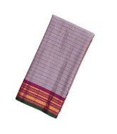 Lilac Handloom Gadwal Silk Cotton Saree With Stripes & Contrast Border-GA0241