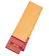 Lemon Yellow Handloom Korvai Kanchipuram Silk Saree With Zari Stripes-KA12014