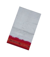 Grey Handloom Pochampally Ikat Silk Saree With Tie & Dye Border-IK0410