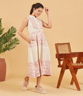 Off White Red Floral Printed Dress