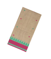 Taupe Handloom Bengal Cotton Saree With Diamond Buttas
