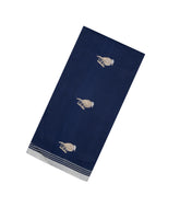 Navy Blue Handloom Bengal Cotton Saree With Bird Buttas-BG1996