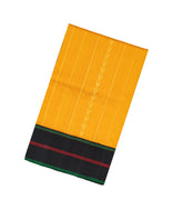 Mustard Handloom Soft Silk Saree With Zari Stripes & Contrast Border-SO4296