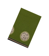 Green Woven Chirala Cotton Saree With Printed Floral Motifs-CR1348