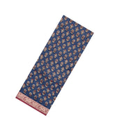 Blue Printed Chanderi Cotton Saree With Zari Border-CC1628