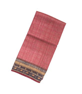 Dusty Pink Handloom Tussar Silk Saree With Printed Floral Motifs-TU2715