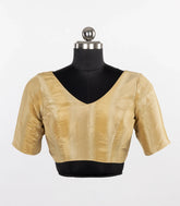 Gold Metallic Tissue V-Neck Blouse-RB5270