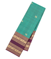 Aquamarine Handloom Kanchipuram Silk Saree With Zari Checks & Buttas-KA16877