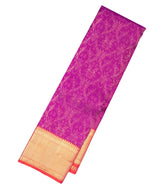 Pink Handloom Kanchipuram Silk Saree With Floral Motifs & Contrast Border-KA12320