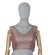 Dusty Peach Woven Readymade Blended Raw Silk Blouse-RB5166