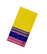 Yellow Handloom Silk Cotton Saree With Zari Checks & Contrast Border-SC4114