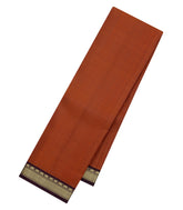Rust Handloom Kanchipuram Silk Saree With Contrast Maroon Border-KA14744