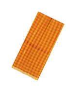 Orange Handloom Linen Saree With Checks-LI0732