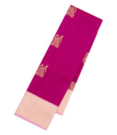 Pink Handloom Korvai Kanchipuram Silk Saree With Peacock Buttas-KA15497