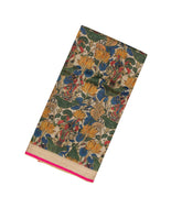 Beige Handloom Tussar Silk Saree With Embroidered & Printed Madhubani Motifs-TU2663